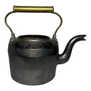 Antique British Cast Iron Holcroft Teapot Kettle With Brass Handle