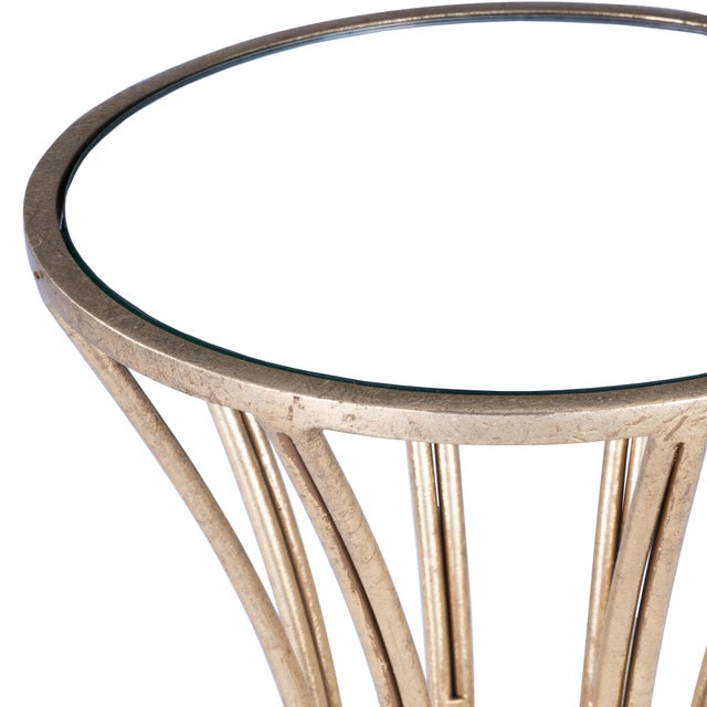 Faruh Metal & Mirrored Accent Table, Silver For Sale In Chicago - Image 6 of 10