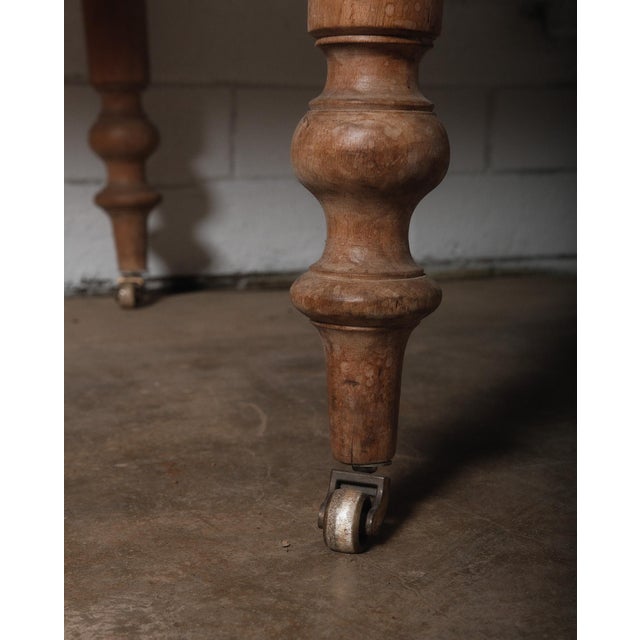 Extra-Long 19th Century French Pine Farmhouse Table With Drawers and Casters For Sale - Image 4 of 7