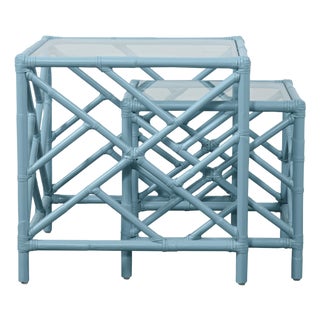 Chippendale Nesting Tables - Pool Blue For Sale