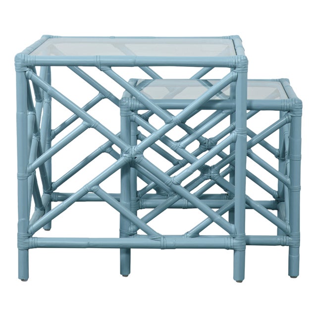 Chippendale Nesting Tables - Pool Blue For Sale