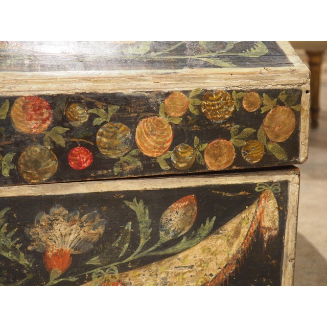 Antique Polychrome Wedding Trunk From Normandy, France, 19th Century For Sale - Image 10 of 18