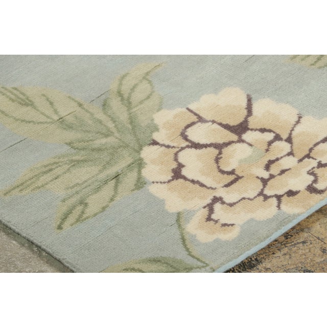 2020s Chinese Art Deco Style Floral Vinery Wool Square Rug by Rug & Kilim, India For Sale - Image 5 of 8