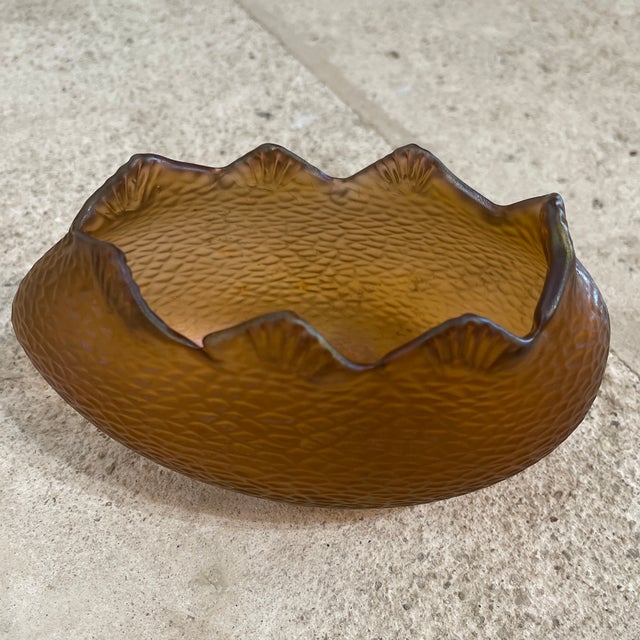 Bronze 1920s Loetz Style Iridescent Glass Bowl in Bronze Basket For Sale - Image 8 of 9