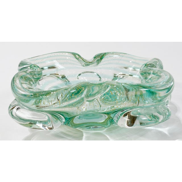 Mid 20th Century Vintage Murano Style Green Swirl Catchall Dish or Ashtray For Sale - Image 5 of 9