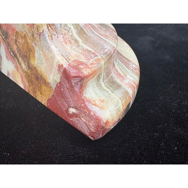 Vintage Banded Onyx Marble Bookends – Sculptural Stone Pair For Sale - Image 12 of 12