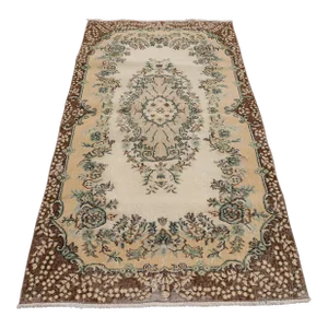 1970s Vintage Floral Design Handmade Sparta Area Rug