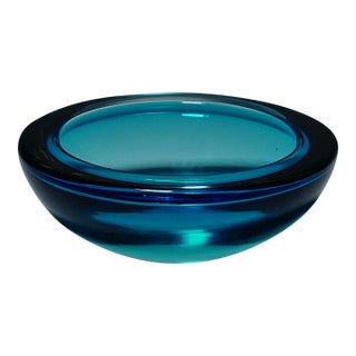 Archimede Seguso Geode Bowl in Blue, Murano Italy ca.1960s For Sale