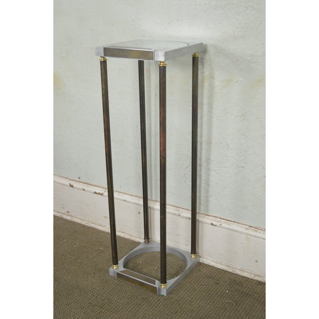 Mid Century Modern Mixed Metal Inset Glass Top Plant Stand Chairish