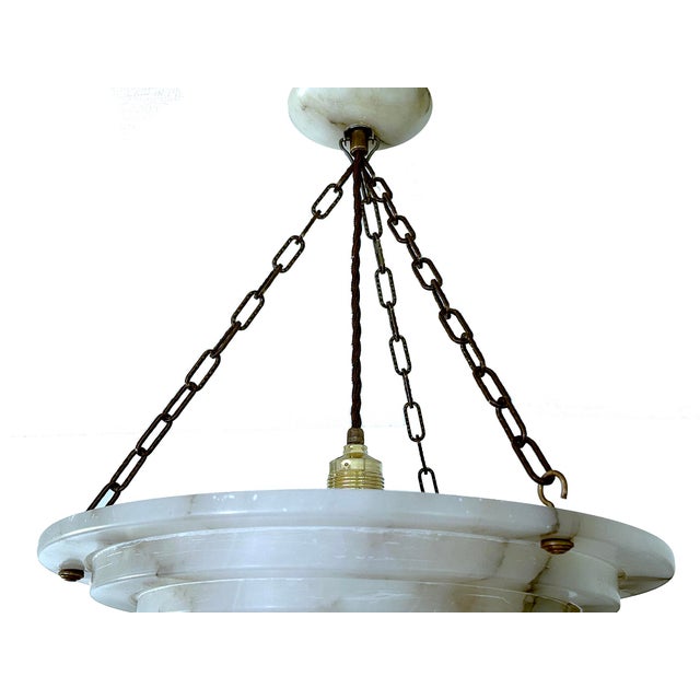 Art Deco French Pendant Light in Alabaster Marble, 1930s For Sale - Image 17 of 18