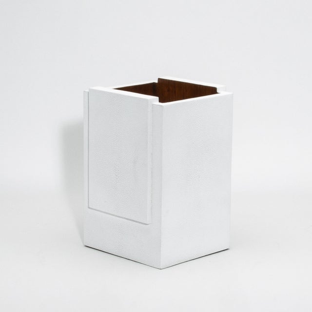 R & Y Augousti Waste Bin in White Shagreen by R&y Augousti For Sale - Image 4 of 8