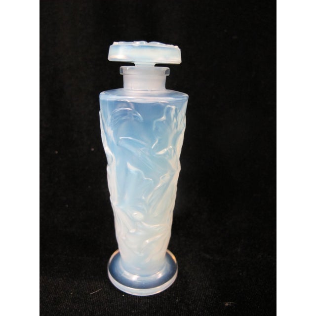 Blue Sabino Paris Orchidees Orchid Flower Opalescent Blue Art Glass Perfume Bottle For Sale - Image 8 of 10