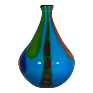 13+ In. Tall Murano Style Multicolor Tear Shaped Art Glass Vase For Sale