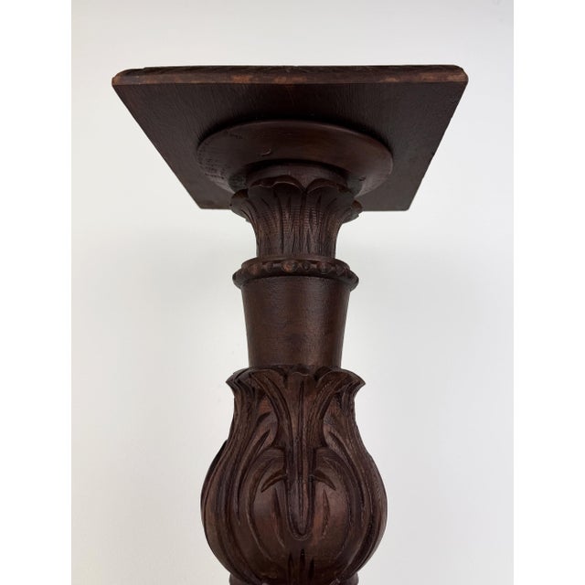 Wood Antique Carved Wood Pedestal, 1890s For Sale - Image 7 of 17
