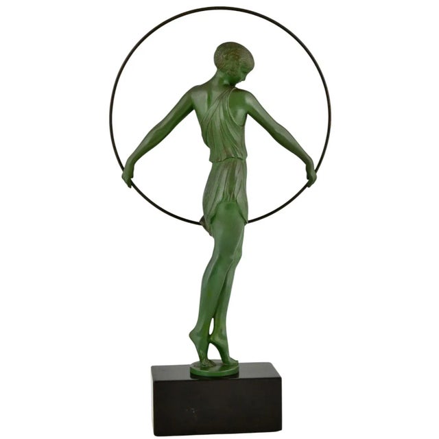 1930s Art Deco Harmony Sculpture of Dancer with Hoop by Pierre Le Faguays for Max Le Verrier, 1930s For Sale - Image 5 of 12