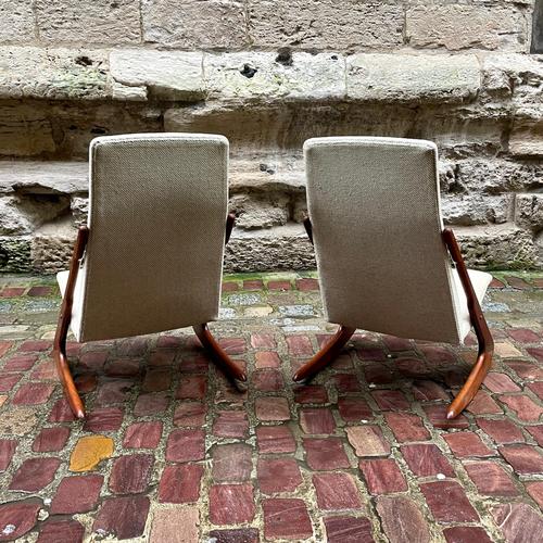 Boomerang Model Danish Armchairs by Mogens Kold, Set of 2 For Sale - Image 6 of 7