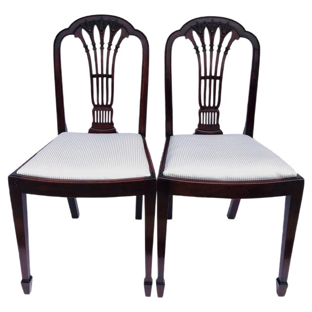 Set of Antique Mahogany Carved Side or Desk Chairs For Sale