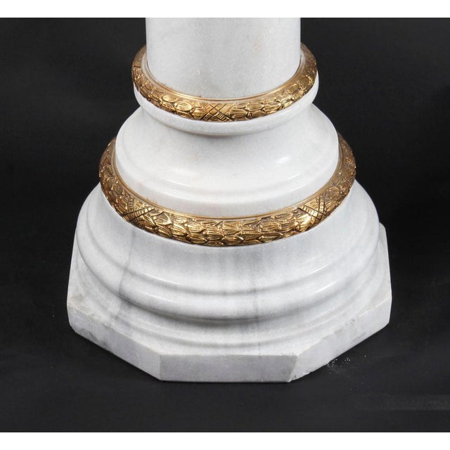 20th Century White Marble & Ormolu Mounted Pedestals, Set of 2 For Sale - Image 11 of 14