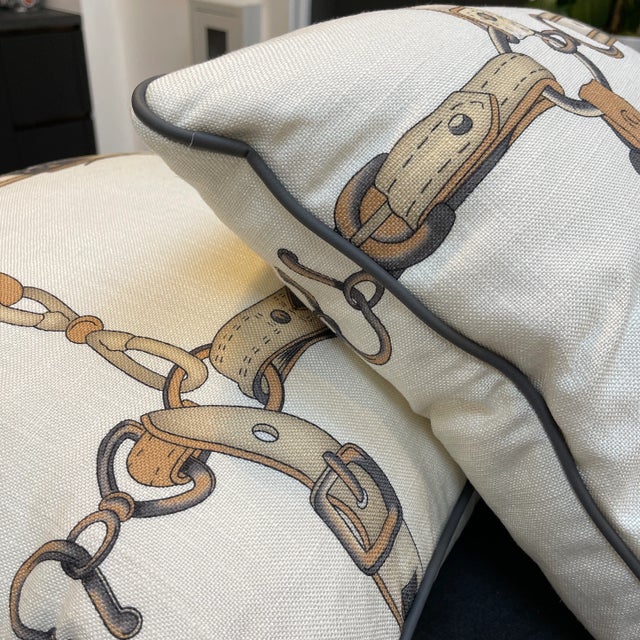 Textile Contemporary Equestrian Themed Custom Pillows- a Pair For Sale - Image 7 of 12