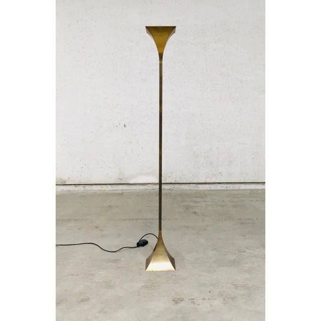 Postmodern Fluted Brass Torchiere Floor Lamp from Relco, Italy, 1980s For Sale - Image 16 of 18