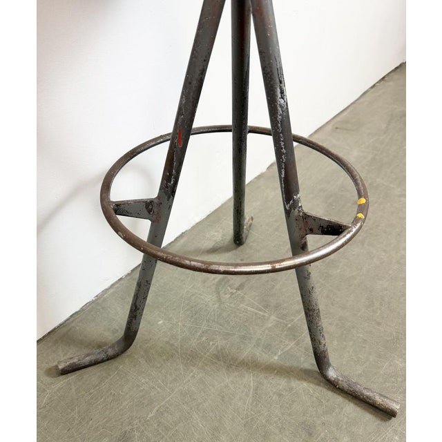 Brown Industrial Grey Workshop Stool, 1960s For Sale - Image 8 of 17