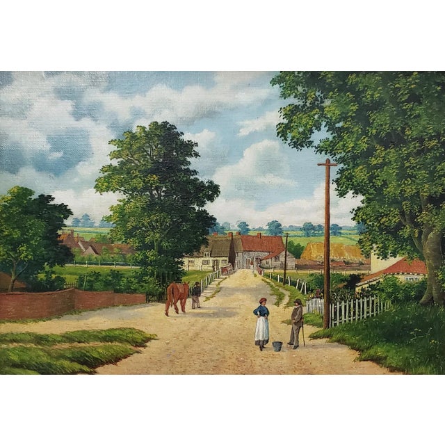 Early 20th Century "Country Road Landscape w/ Figures" Oil Painting by H. Mallett Beautiful original oil painting signed...
