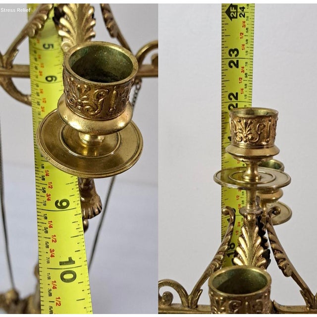 Antique French 5 Light Candelabra Dragon Feet Draped Chains Neoclassical For Sale - Image 13 of 15
