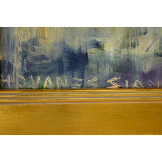 Textile 1960s "Over the Bridge, Armenia" Figurative Landscape Oil Painting by Hovanessian, Framed For Sale - Image 7 of 8