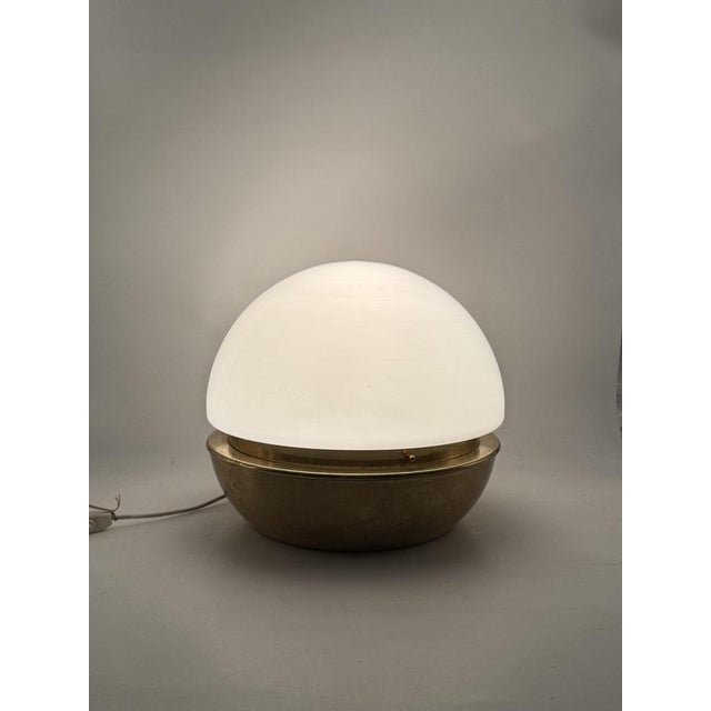 Mid-Century Brass and Glass Dome Table Lamp, Italy, 1960s For Sale - Image 11 of 13