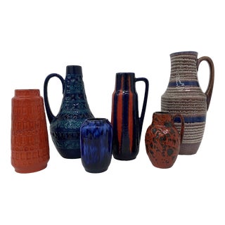 Set of 6 Scheurich West Germany ceramic vases , 1960’s For Sale