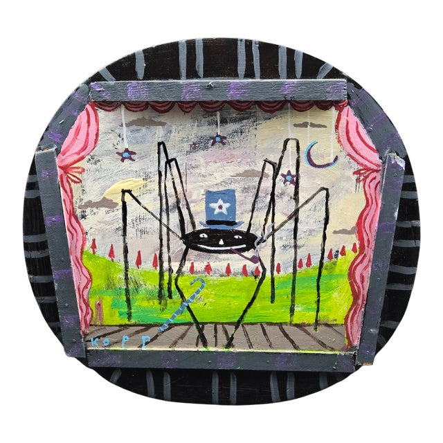 "Vaudeville Dreams", Quirky Folk Art Dancing Spider Painting by Jim Kopp For Sale