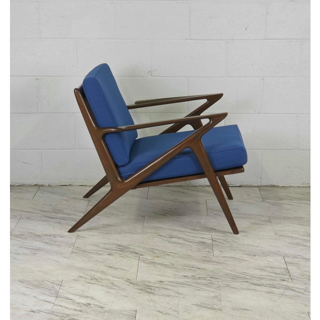 Iconic Danish Modern "Z Chair" By Poul Jensen For Selig. Upholstered In A Blue Knoll Textiles "Dottie" Fabric. Item Is...
