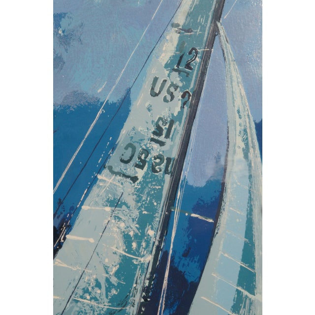 1977 Wayland Moore Americas Champion Sailboat Serigraph, Framed For Sale - Image 9 of 13