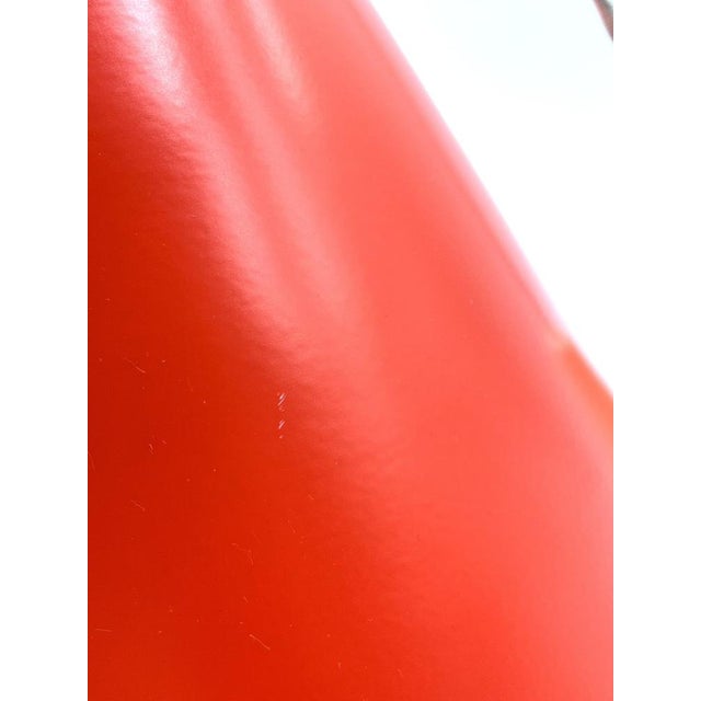 1960s Vintage Scandinavian Cone Pendant Lamp in Red Enamel & Ceramic in the style of Louis Poulsen, 1960s For Sale - Image 5 of 15