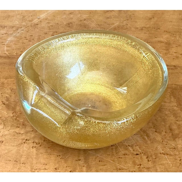 Mid 20th Century Vintage Murano Gold Flecked Glass Bowl For Sale - Image 5 of 12