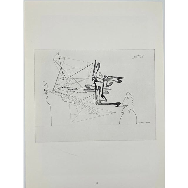 Whimsical offset lithograph by celebrated artist Saul Steinberg, depicting the numeral “5” as a surreal pantry-like...