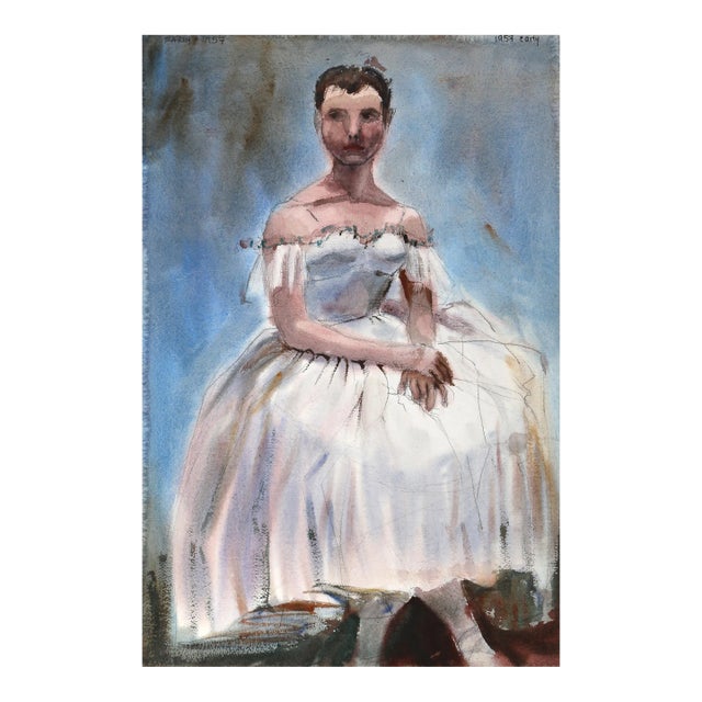 1950s "Seated Ballerina P6.62" Watercolor Painting by Eve Nethercott For Sale