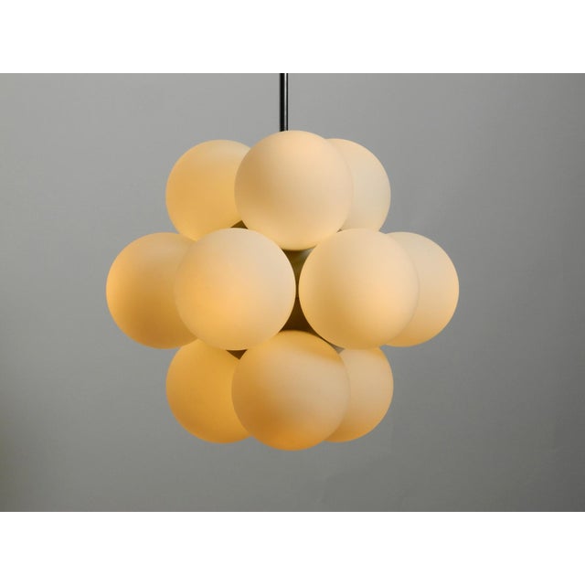 Mid-Century Modern Space Age Atomic Metal Ceiling Lamp with 12 Glass Spheres in Light Gray from Kaiser Leuchten For Sale - Image 3 of 13