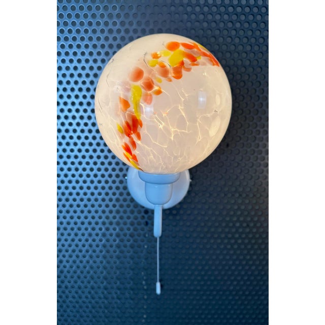 White Vintage Wall Lamps in Glass, 1980s, Set of 3 For Sale - Image 8 of 10