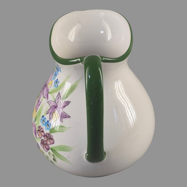 Late 20th Century Vintage Beautiful Floral Country Style Pitcher For Sale - Image 5 of 8