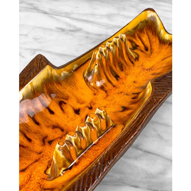 1960s Mid-Century California Pottery Orange Drip Glazed Centerpiece Cigar Ashtray For Sale - Image 5 of 9