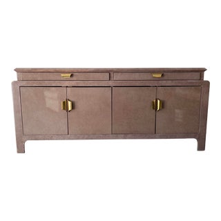 Vintage Karl Springer Style Credenza With Brass Hardware For Sale