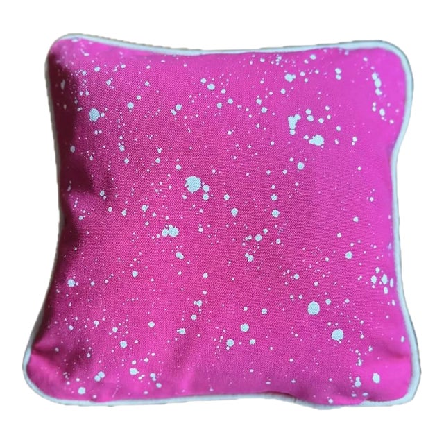Erin Simon Original “Splatter Pillow” in Bright Canvas With White Paint For Sale