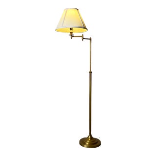 Hollywood Regency Adjustable Swing Arm Brass Floor Lamp For Sale