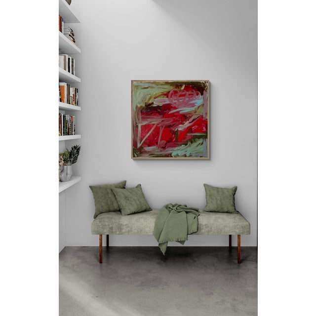 Contemporary Abstract Oil on Canvas "Time for Some Red" by Petra Schott For Sale - Image 4 of 6