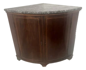 Louis XVI Style Demi-Lune Corner Cabinet, 19th Century