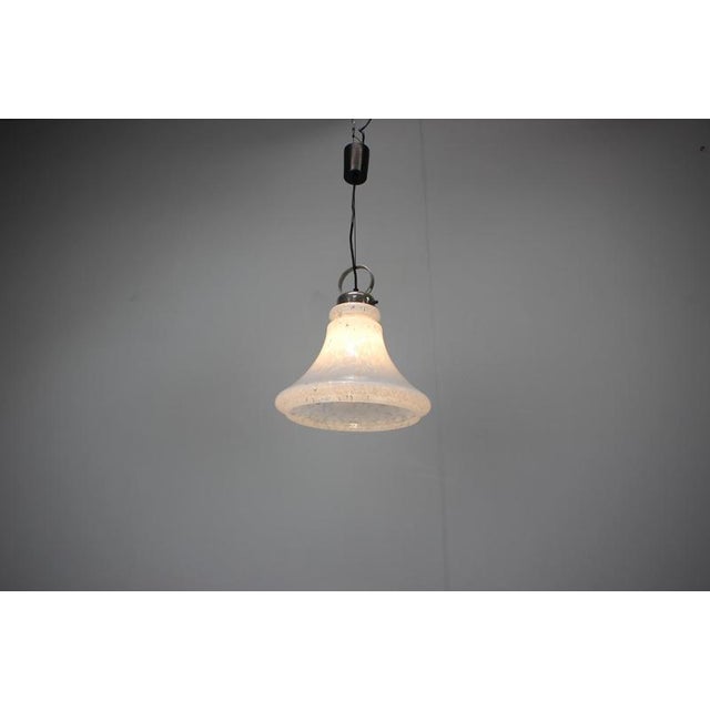 Gold Mid-Century Bell Glass Pendant Lamp, Former Czechoslovakia, 1970s For Sale - Image 8 of 11