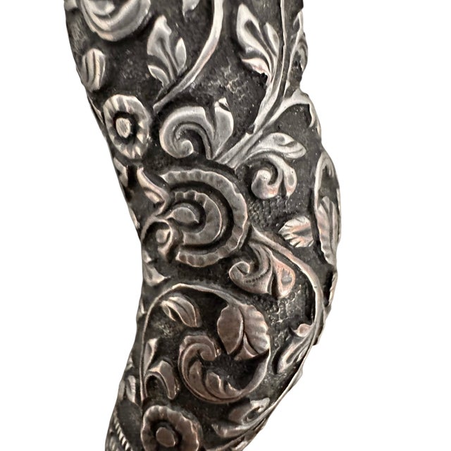 Silver Late 19th Century Silver Victorian Repoussé Silver Cornucopia Posy Holder For Sale - Image 8 of 15