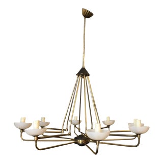 1950s Italian Mid-Century Modern Stilnovo Style Chandelier For Sale