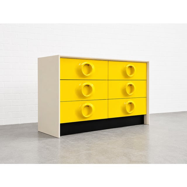 Mid-Century Modern Mid Century Modern Yellow Lacquer Plastic + Wood Dresser in the Style of Raymond Loewy | Vintage Pop Art Space Age Design, C. 1970's For Sale - Image 3 of 13